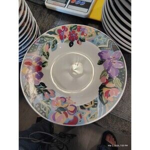 Gibson Housewares Floral Rim Soup Bowl 9" China Colorful Dishwasher Safe